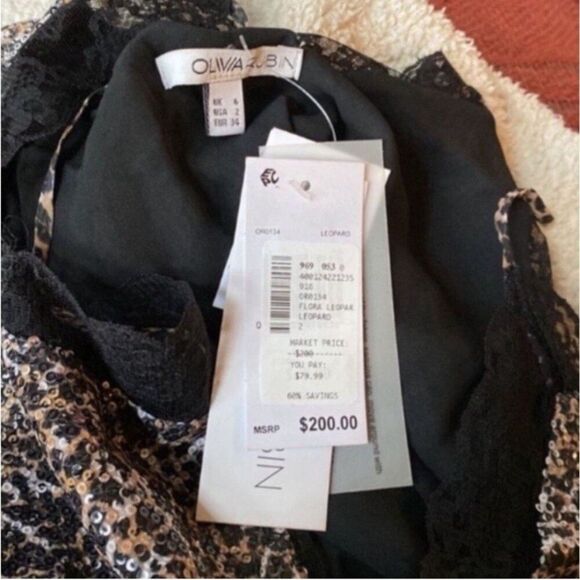 Olivia Rubin Flora Leopard Print Sequin Camisole Blouse 2 Designer Classic - Picture 8 of 9